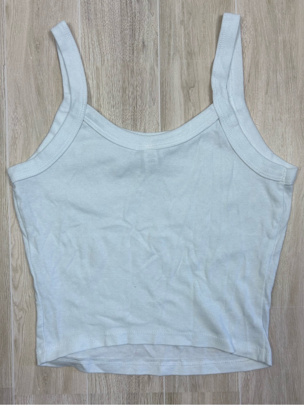 Bella Canvas White Ribbed Camisole w/ Olive Motif Small EUC Dirty Martini Cheeky - Picture 3 of 7